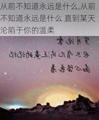 从前不知道永远是什么,从前不知道永远是什么 直到某天沦陷于你的温柔