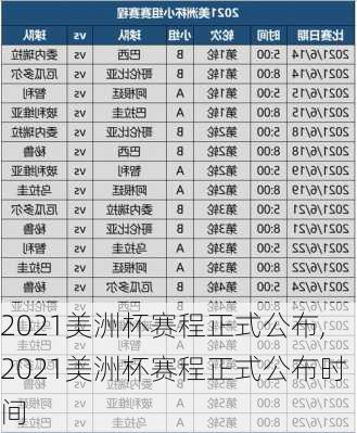 2021美洲杯赛程正式公布,2021美洲杯赛程正式公布时间