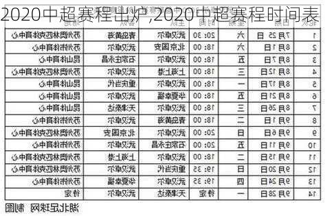 2020中超赛程出炉,2020中超赛程时间表