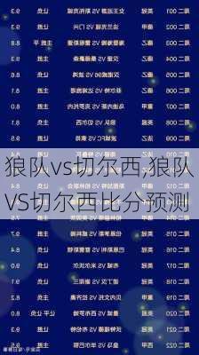 狼队vs切尔西,狼队VS切尔西比分预测