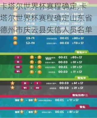 卡塔尔世界杯赛程确定,卡塔尔世界杯赛程确定山东省德州市庆云县失信人员名单