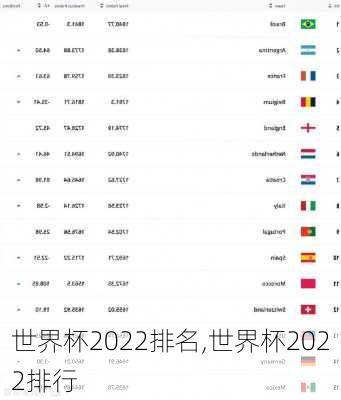 世界杯2022排名,世界杯2022排行