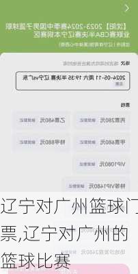 辽宁对广州篮球门票,辽宁对广州的篮球比赛