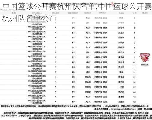 中国篮球公开赛杭州队名单,中国篮球公开赛杭州队名单公布