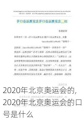 2020年北京奥运会的,2020年北京奥运会的口号是什么