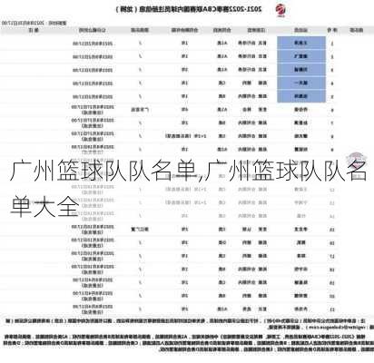 广州篮球队队名单,广州篮球队队名单大全