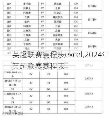 英超联赛赛程表excel,2024年英超联赛赛程表