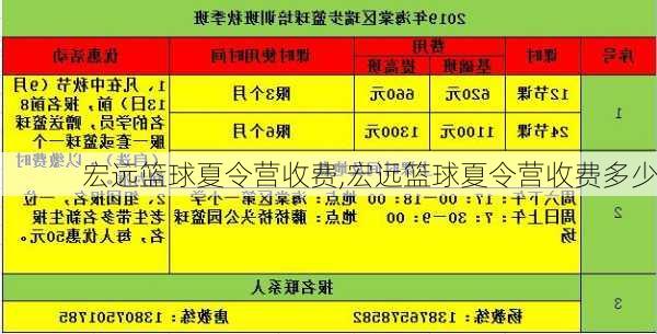 宏远篮球夏令营收费,宏远篮球夏令营收费多少