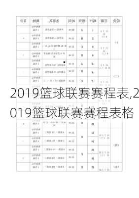 2019篮球联赛赛程表,2019篮球联赛赛程表格