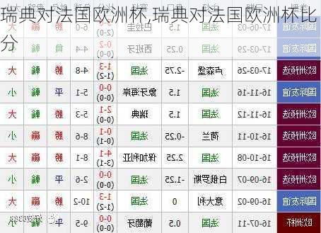 瑞典对法国欧洲杯,瑞典对法国欧洲杯比分