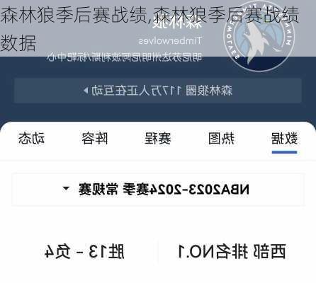 森林狼季后赛战绩,森林狼季后赛战绩数据