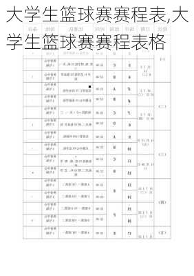 大学生篮球赛赛程表,大学生篮球赛赛程表格