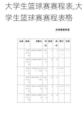 大学生篮球赛赛程表,大学生篮球赛赛程表格