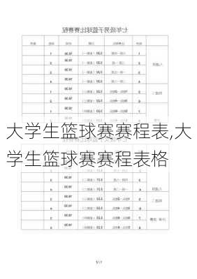 大学生篮球赛赛程表,大学生篮球赛赛程表格