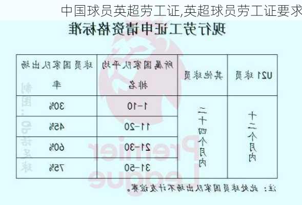 中国球员英超劳工证,英超球员劳工证要求