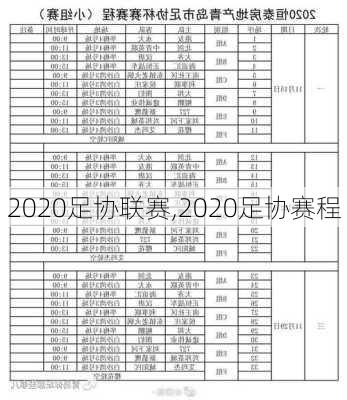 2020足协联赛,2020足协赛程