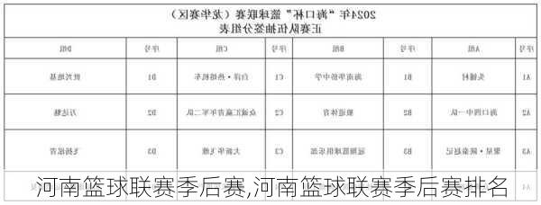 河南篮球联赛季后赛,河南篮球联赛季后赛排名