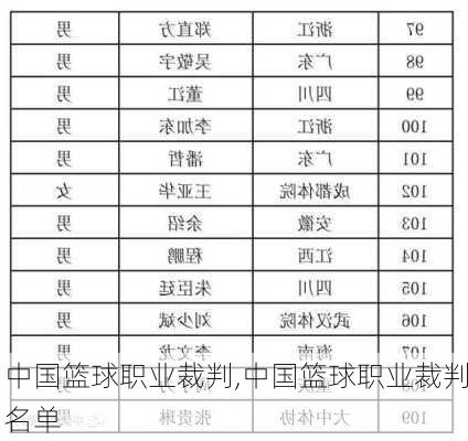 中国篮球职业裁判,中国篮球职业裁判名单