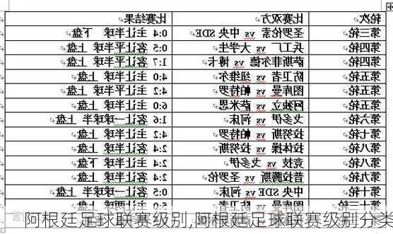 阿根廷足球联赛级别,阿根廷足球联赛级别分类