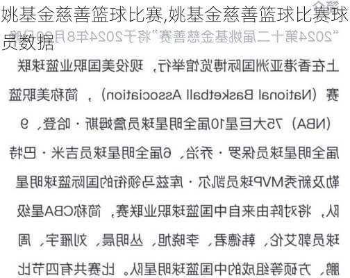 姚基金慈善篮球比赛,姚基金慈善篮球比赛球员数据