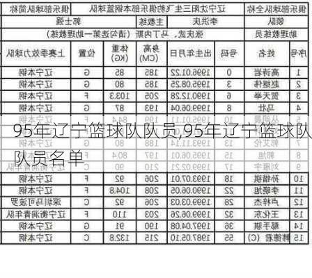 95年辽宁篮球队队员,95年辽宁篮球队队员名单