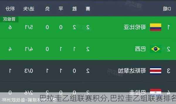 巴拉圭乙组联赛积分,巴拉圭乙组联赛排名