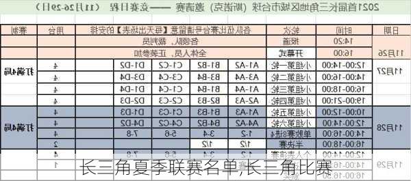 长三角夏季联赛名单,长三角比赛