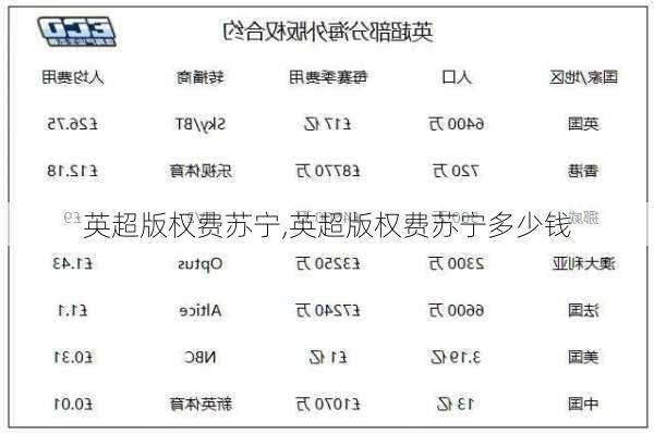 英超版权费苏宁,英超版权费苏宁多少钱