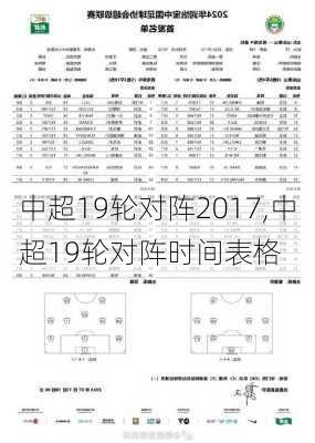 中超19轮对阵2017,中超19轮对阵时间表格