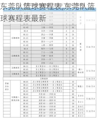 东莞队篮球赛程表,东莞队篮球赛程表最新