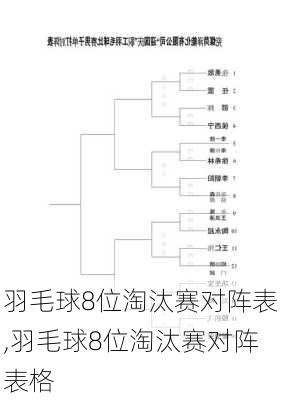 羽毛球8位淘汰赛对阵表,羽毛球8位淘汰赛对阵表格