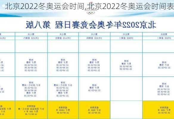 北京2022冬奥运会时间,北京2022冬奥运会时间表