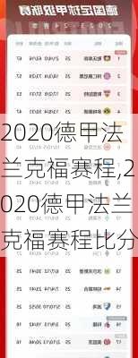 2020德甲法兰克福赛程,2020德甲法兰克福赛程比分