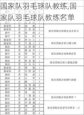 国家队羽毛球队教练,国家队羽毛球队教练名单