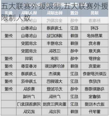 五大联赛外援限制,五大联赛外援限制人数