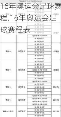 16年奥运会足球赛程,16年奥运会足球赛程表