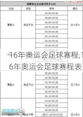 16年奥运会足球赛程,16年奥运会足球赛程表