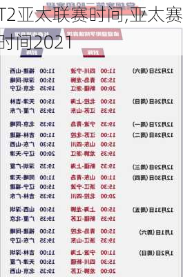 T2亚太联赛时间,亚太赛时间2021