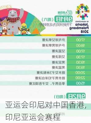 亚运会印尼对中国香港,印尼亚运会赛程