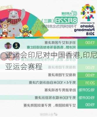 亚运会印尼对中国香港,印尼亚运会赛程