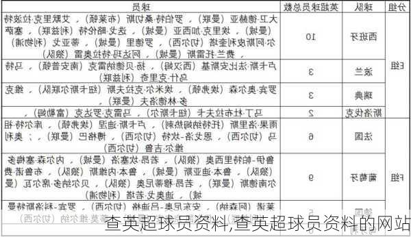 查英超球员资料,查英超球员资料的网站