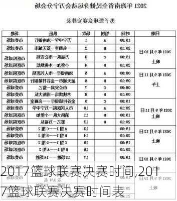 2017篮球联赛决赛时间,2017篮球联赛决赛时间表