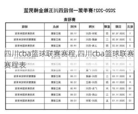 四川cba篮球联赛赛程,四川cba篮球联赛赛程表