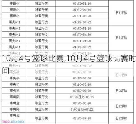 10月4号篮球比赛,10月4号篮球比赛时间