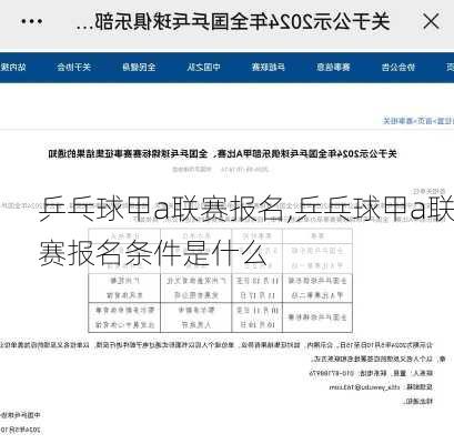 乒乓球甲a联赛报名,乒乓球甲a联赛报名条件是什么