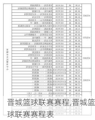 晋城篮球联赛赛程,晋城篮球联赛赛程表