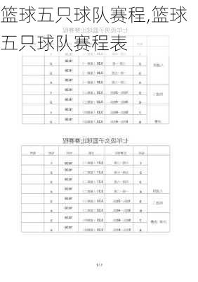 篮球五只球队赛程,篮球五只球队赛程表