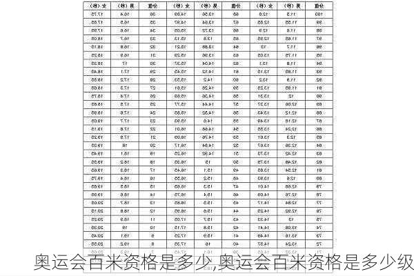 奥运会百米资格是多少,奥运会百米资格是多少级