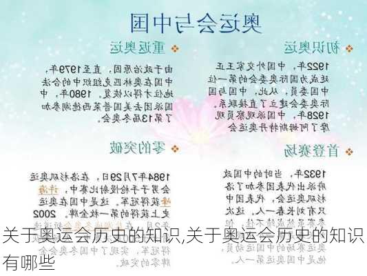 关于奥运会历史的知识,关于奥运会历史的知识有哪些