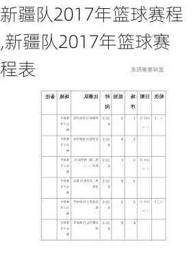 新疆队2017年篮球赛程,新疆队2017年篮球赛程表